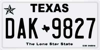 TX license plate DAK9827