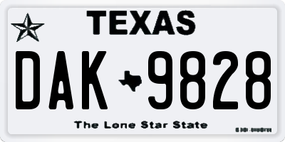 TX license plate DAK9828