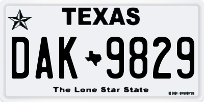 TX license plate DAK9829