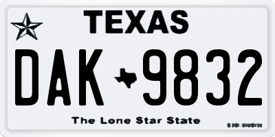 TX license plate DAK9832