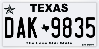 TX license plate DAK9835