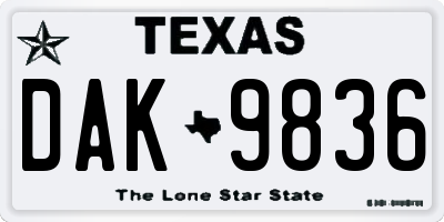 TX license plate DAK9836