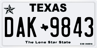 TX license plate DAK9843