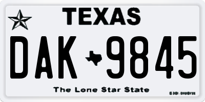 TX license plate DAK9845