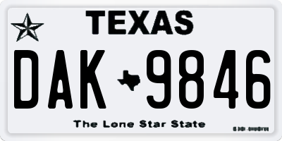 TX license plate DAK9846