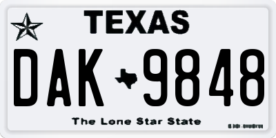 TX license plate DAK9848