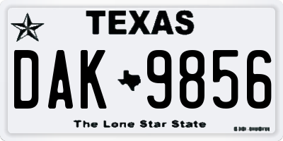 TX license plate DAK9856