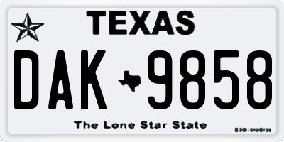 TX license plate DAK9858