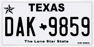 TX license plate DAK9859