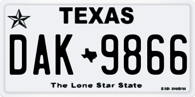 TX license plate DAK9866