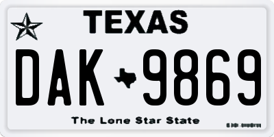TX license plate DAK9869