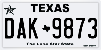 TX license plate DAK9873
