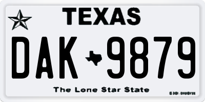 TX license plate DAK9879