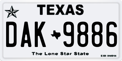 TX license plate DAK9886