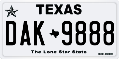 TX license plate DAK9888