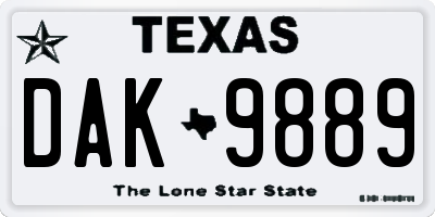 TX license plate DAK9889