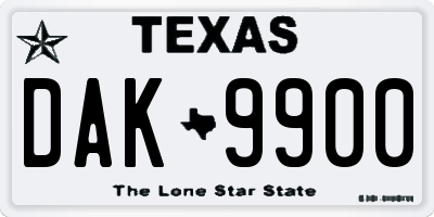 TX license plate DAK9900