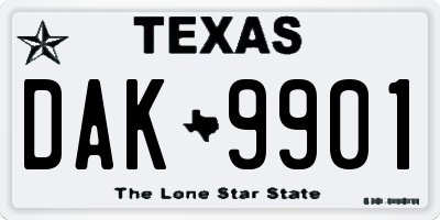 TX license plate DAK9901