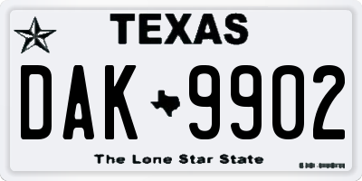 TX license plate DAK9902