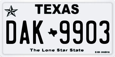 TX license plate DAK9903