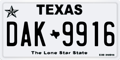 TX license plate DAK9916