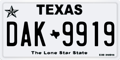 TX license plate DAK9919