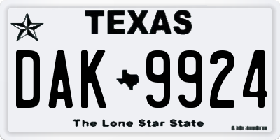 TX license plate DAK9924