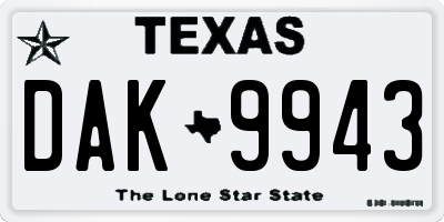 TX license plate DAK9943