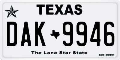 TX license plate DAK9946