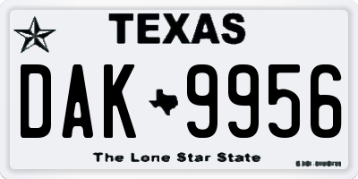 TX license plate DAK9956
