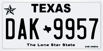 TX license plate DAK9957