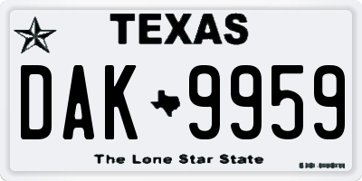 TX license plate DAK9959