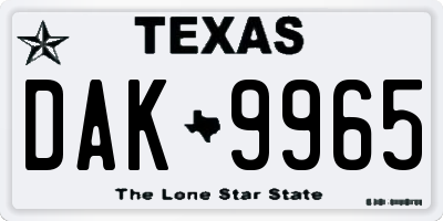 TX license plate DAK9965