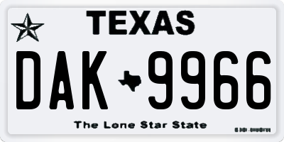 TX license plate DAK9966