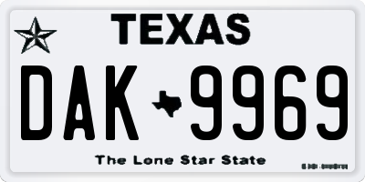 TX license plate DAK9969