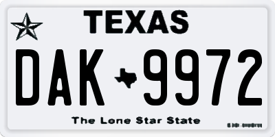 TX license plate DAK9972