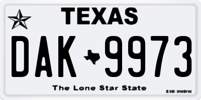 TX license plate DAK9973