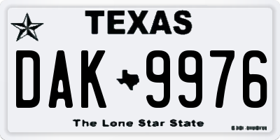 TX license plate DAK9976