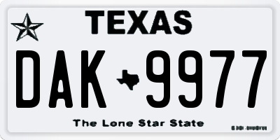 TX license plate DAK9977