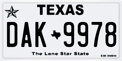 TX license plate DAK9978