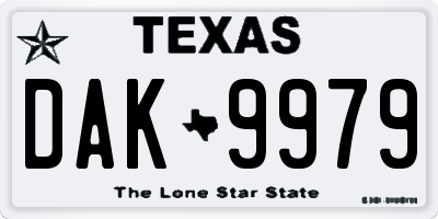 TX license plate DAK9979