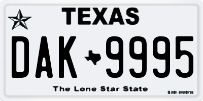 TX license plate DAK9995