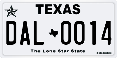 TX license plate DAL0014