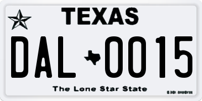 TX license plate DAL0015