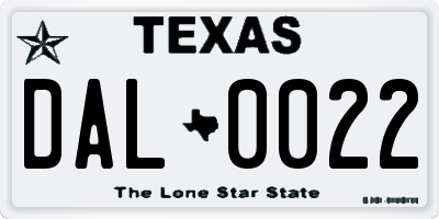 TX license plate DAL0022