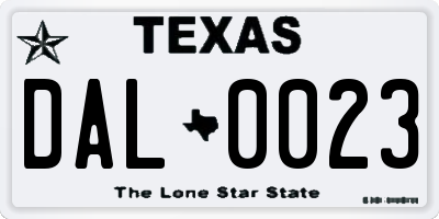 TX license plate DAL0023