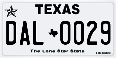 TX license plate DAL0029