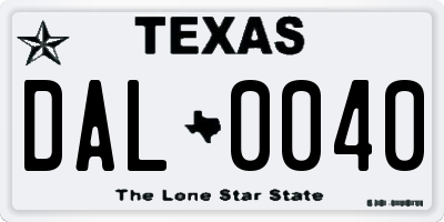 TX license plate DAL0040