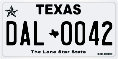 TX license plate DAL0042