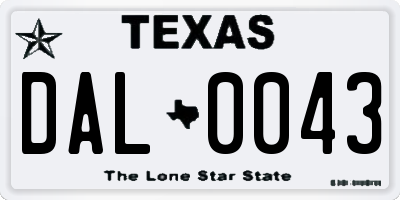 TX license plate DAL0043